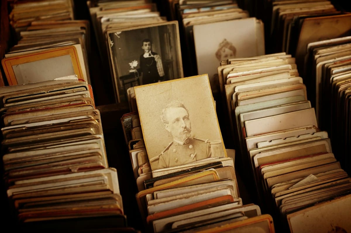 Vintage historical family photographs preserving twentieth century European heritage