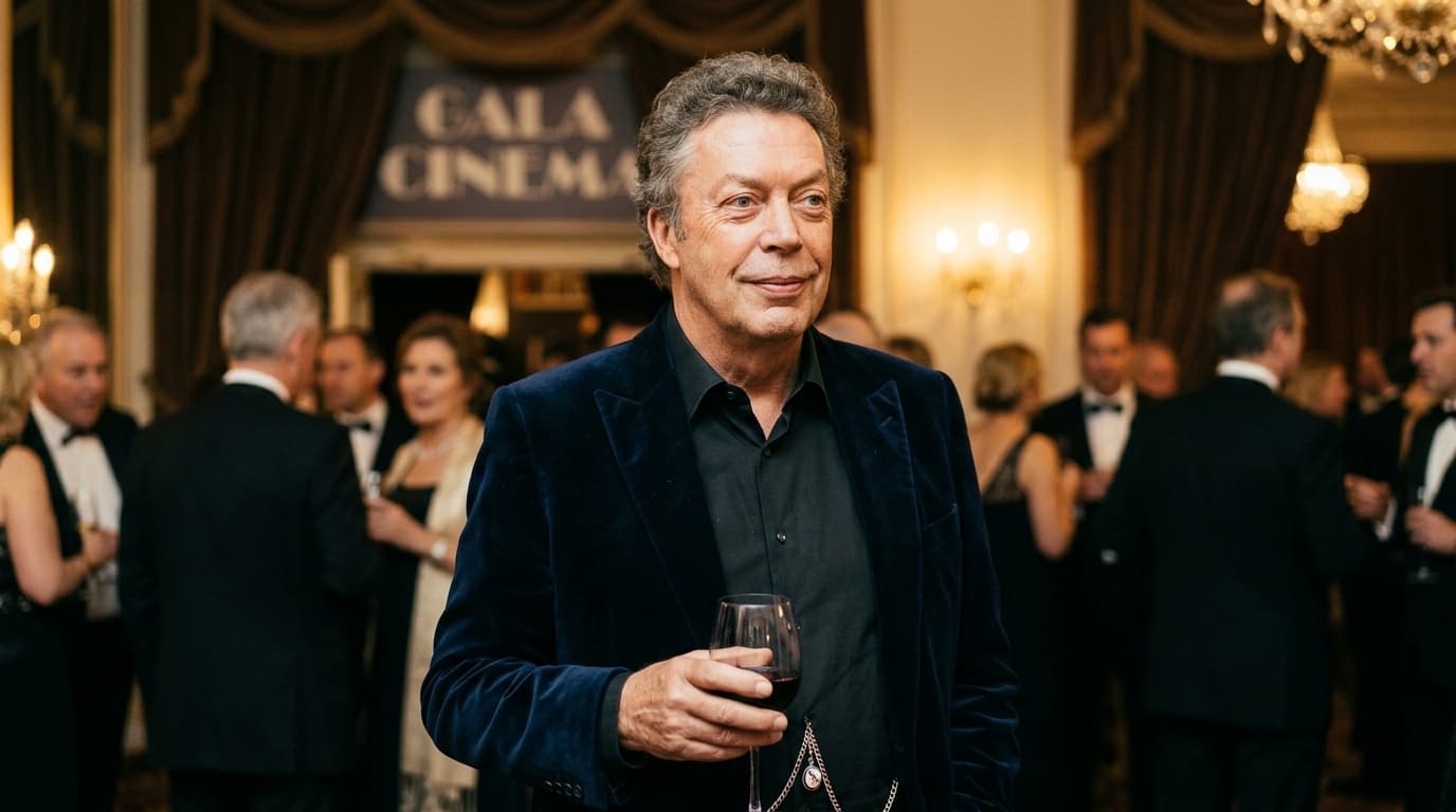 Tim Curry actor portrait in formal evening attire at classic cinema gala